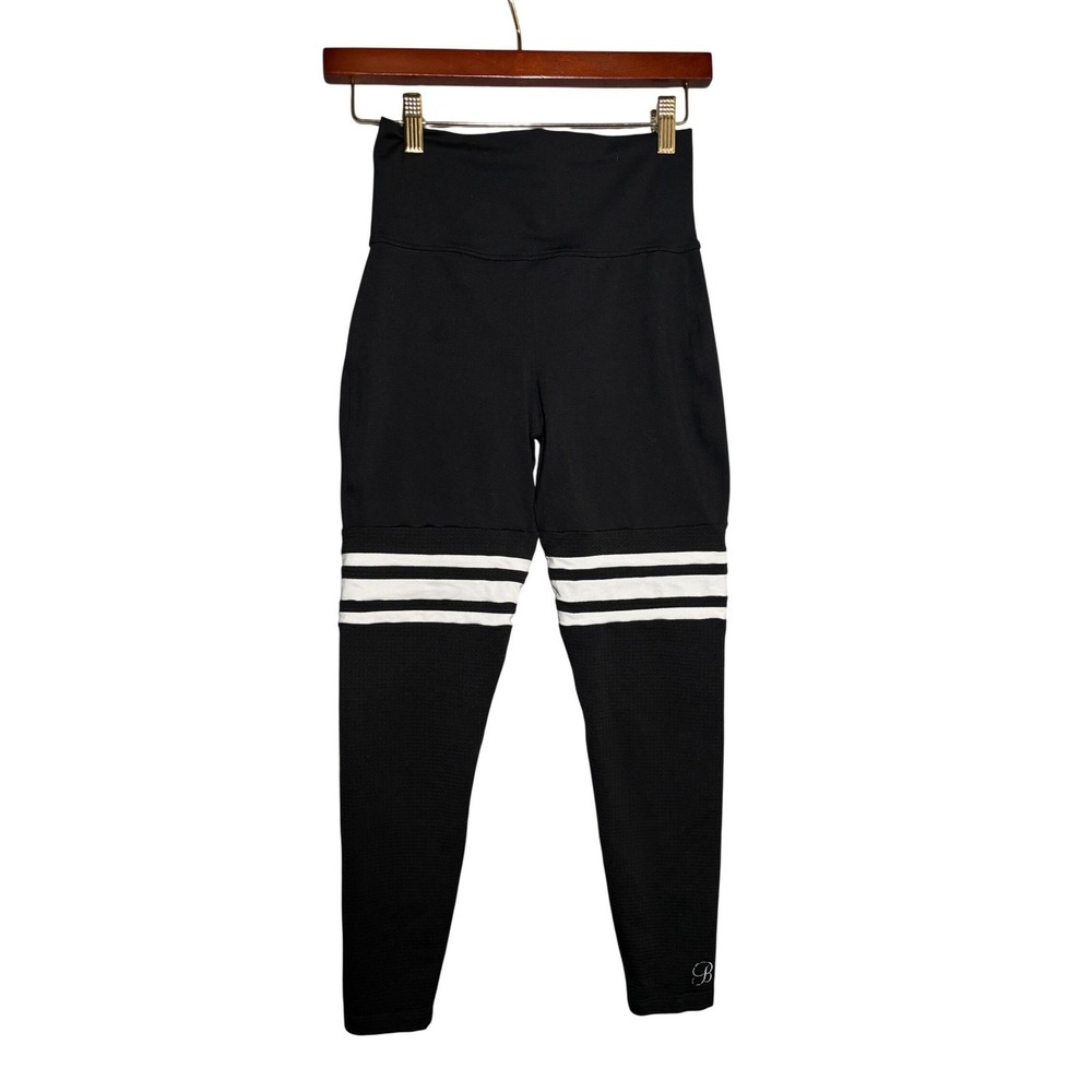 Bombshell Sportswear M High Waist Sock Leggings Thigh Striped Ribbed Activewear